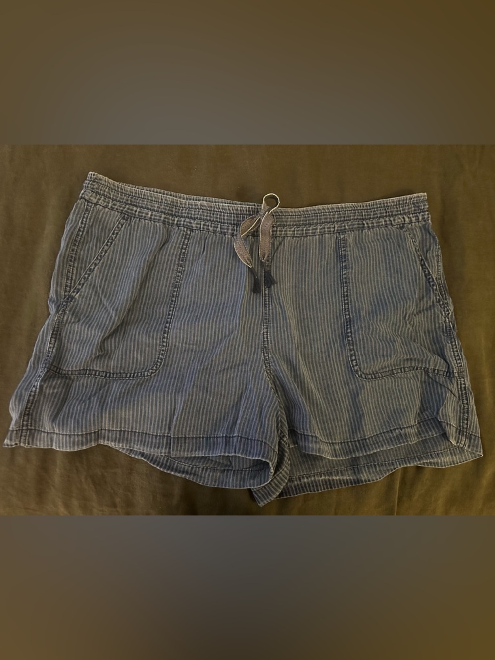 Ice Striped Navy Blue Drawstring Shorts